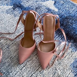 ASOS Pink Satin Pointed Toe Pumps 💕